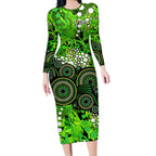 Sydney Thunder Long Sleeve Bodycon Dress Graffiti Urban Aboriginal Dot Abstract Design