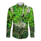 Sydney Thunder Long Sleeve Button Shirt Graffiti Urban Aboriginal Dot Abstract Design