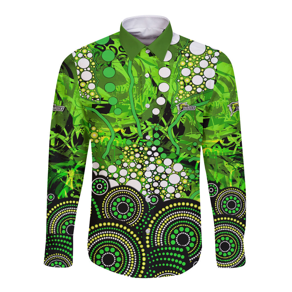 Sydney Thunder Long Sleeve Button Shirt Graffiti Urban Aboriginal Dot Abstract Design
