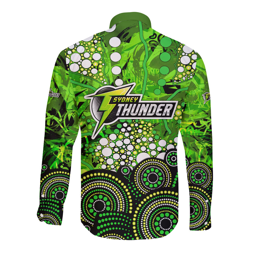 Sydney Thunder Long Sleeve Button Shirt Graffiti Urban Aboriginal Dot Abstract Design