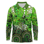 Sydney Thunder Long Sleeve Polo Shirt Graffiti Urban Aboriginal Dot Abstract Design