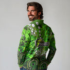 Sydney Thunder Long Sleeve Polo Shirt Graffiti Urban Aboriginal Dot Abstract Design