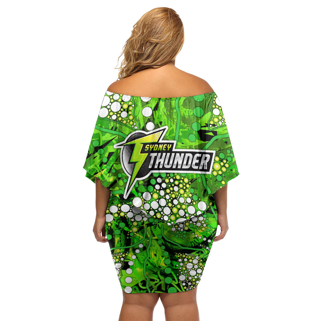 Sydney Thunder Off Shoulder Short Dress Graffiti Urban Aboriginal Dot Abstract Design