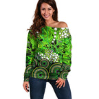 Sydney Thunder Off Shoulder Sweater Graffiti Urban Aboriginal Dot Abstract Design