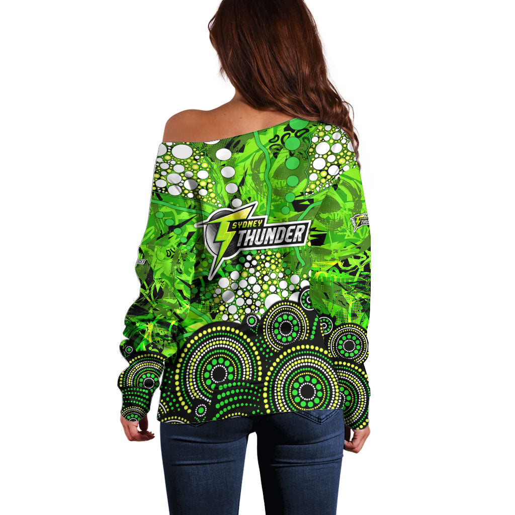 Sydney Thunder Off Shoulder Sweater Graffiti Urban Aboriginal Dot Abstract Design