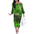 Sydney Thunder Off The Shoulder Long Sleeve Dress Graffiti Urban Aboriginal Dot Abstract Design