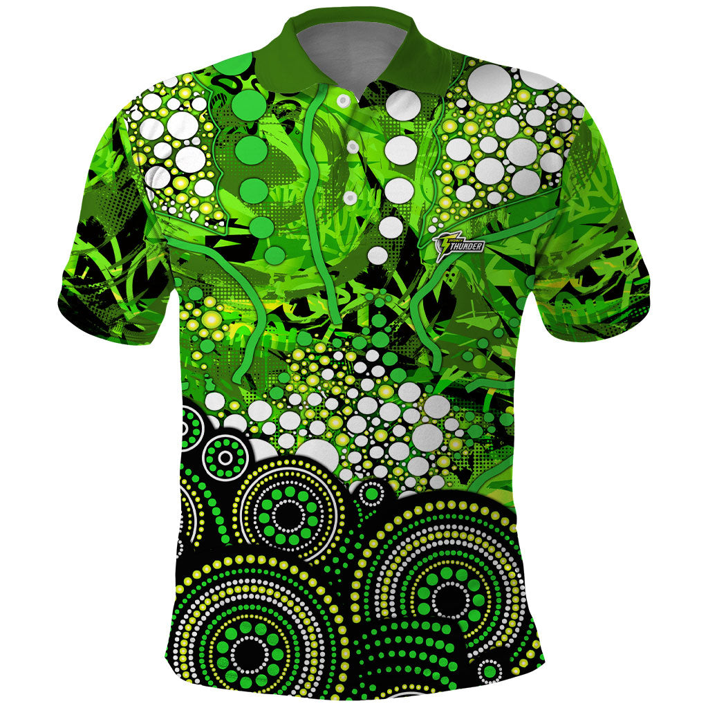 Sydney Thunder Polo Shirt Graffiti Urban Aboriginal Dot Abstract Design