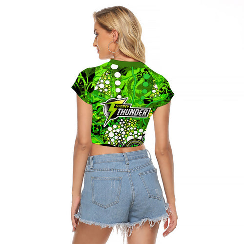Sydney Thunder Raglan Cropped T Shirt Graffiti Urban Aboriginal Dot Abstract Design