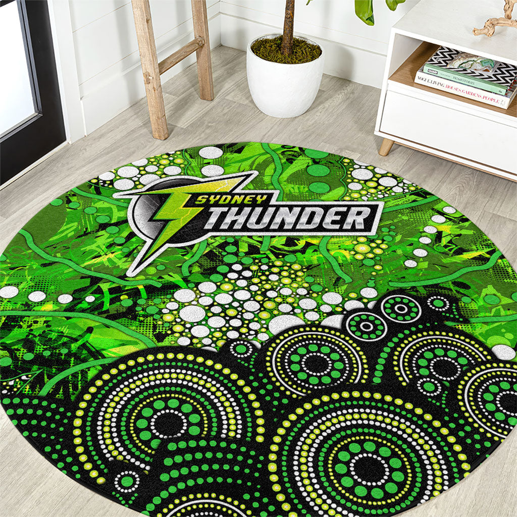 Sydney Thunder Round Carpet Graffiti Urban Aboriginal Dot Abstract Design