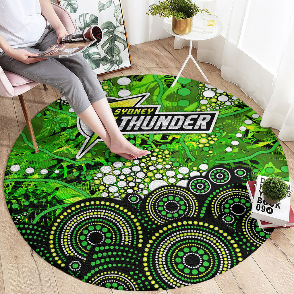 Sydney Thunder Round Carpet Graffiti Urban Aboriginal Dot Abstract Design