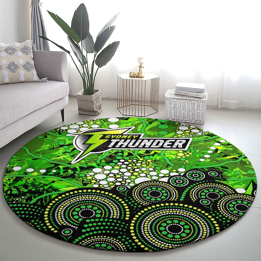 Sydney Thunder Round Carpet Graffiti Urban Aboriginal Dot Abstract Design