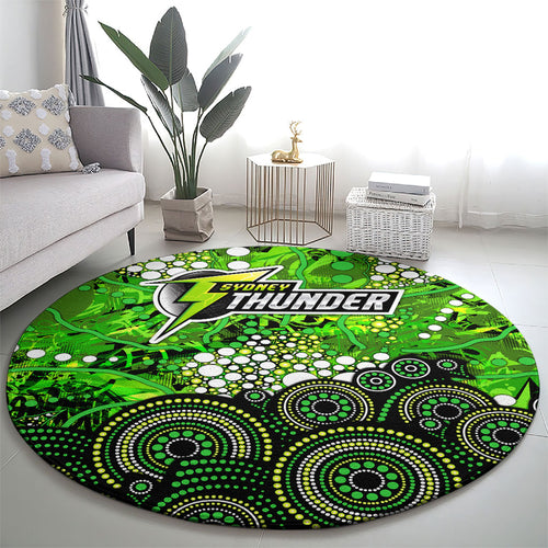 Sydney Thunder Round Carpet Graffiti Urban Aboriginal Dot Abstract Design