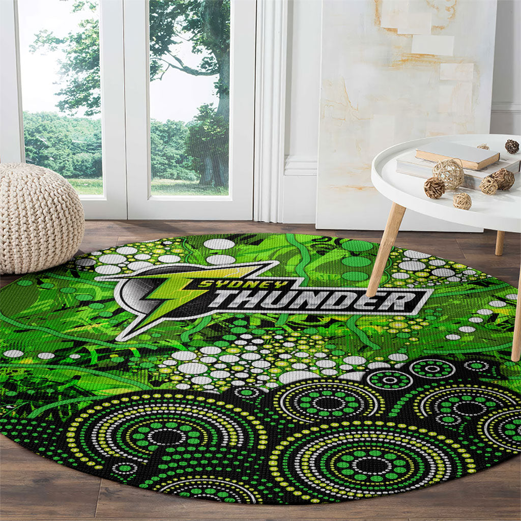 Sydney Thunder Round Carpet Graffiti Urban Aboriginal Dot Abstract Design