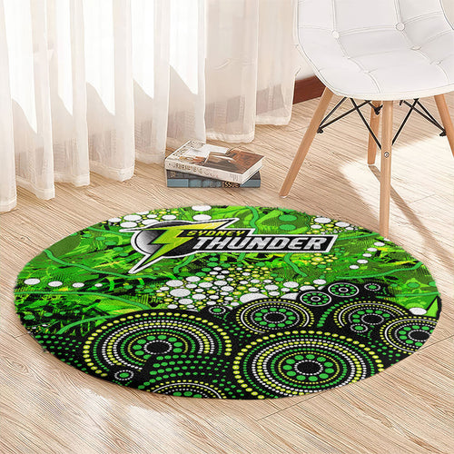 Sydney Thunder Round Carpet Graffiti Urban Aboriginal Dot Abstract Design