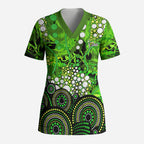 Sydney Thunder Scrub Top Graffiti Urban Aboriginal Dot Abstract Design