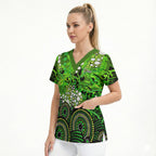 Sydney Thunder Scrub Top Graffiti Urban Aboriginal Dot Abstract Design
