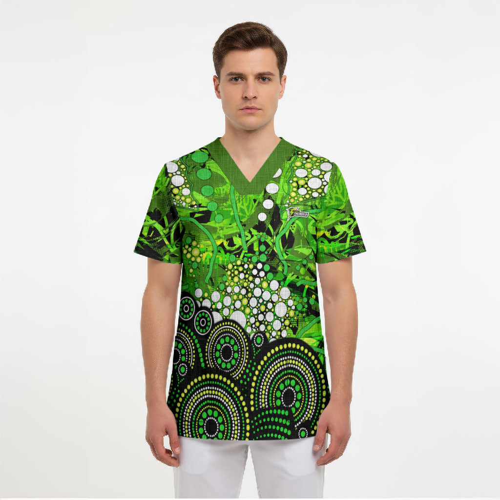 Sydney Thunder Scrub Top Graffiti Urban Aboriginal Dot Abstract Design