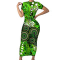 Sydney Thunder Short Sleeve Bodycon Dress Graffiti Urban Aboriginal Dot Abstract Design