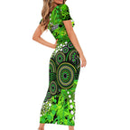 Sydney Thunder Short Sleeve Bodycon Dress Graffiti Urban Aboriginal Dot Abstract Design