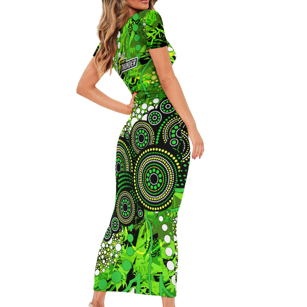 Sydney Thunder Short Sleeve Bodycon Dress Graffiti Urban Aboriginal Dot Abstract Design
