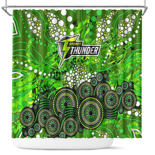 Sydney Thunder Shower Curtain Graffiti Urban Aboriginal Dot Abstract Design