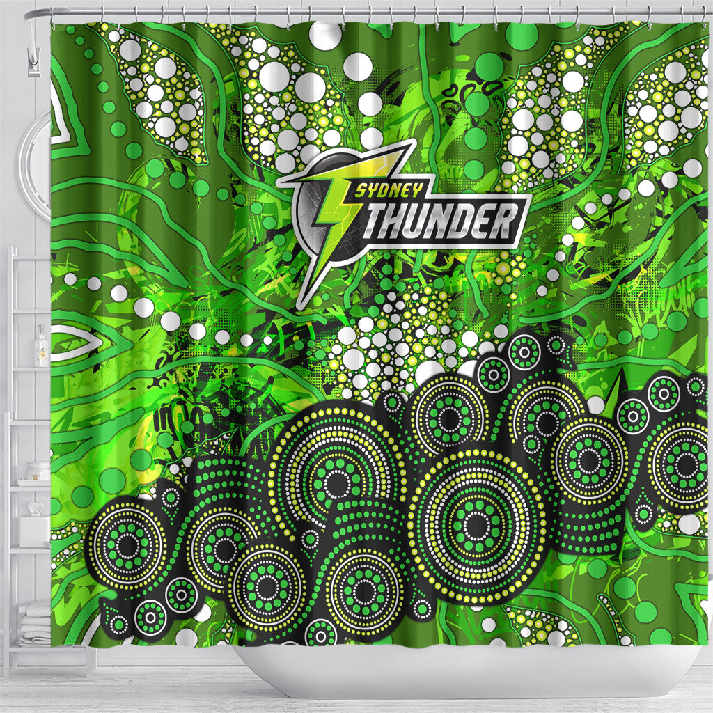Sydney Thunder Shower Curtain Graffiti Urban Aboriginal Dot Abstract Design