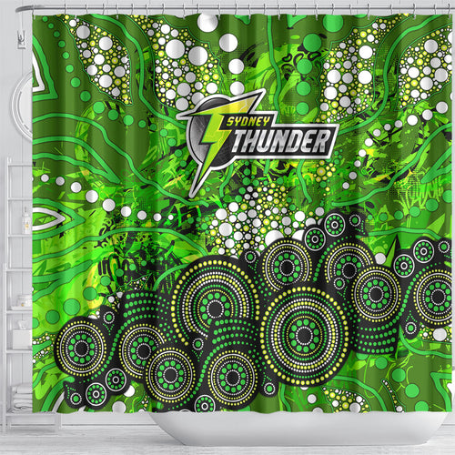 Sydney Thunder Shower Curtain Graffiti Urban Aboriginal Dot Abstract Design