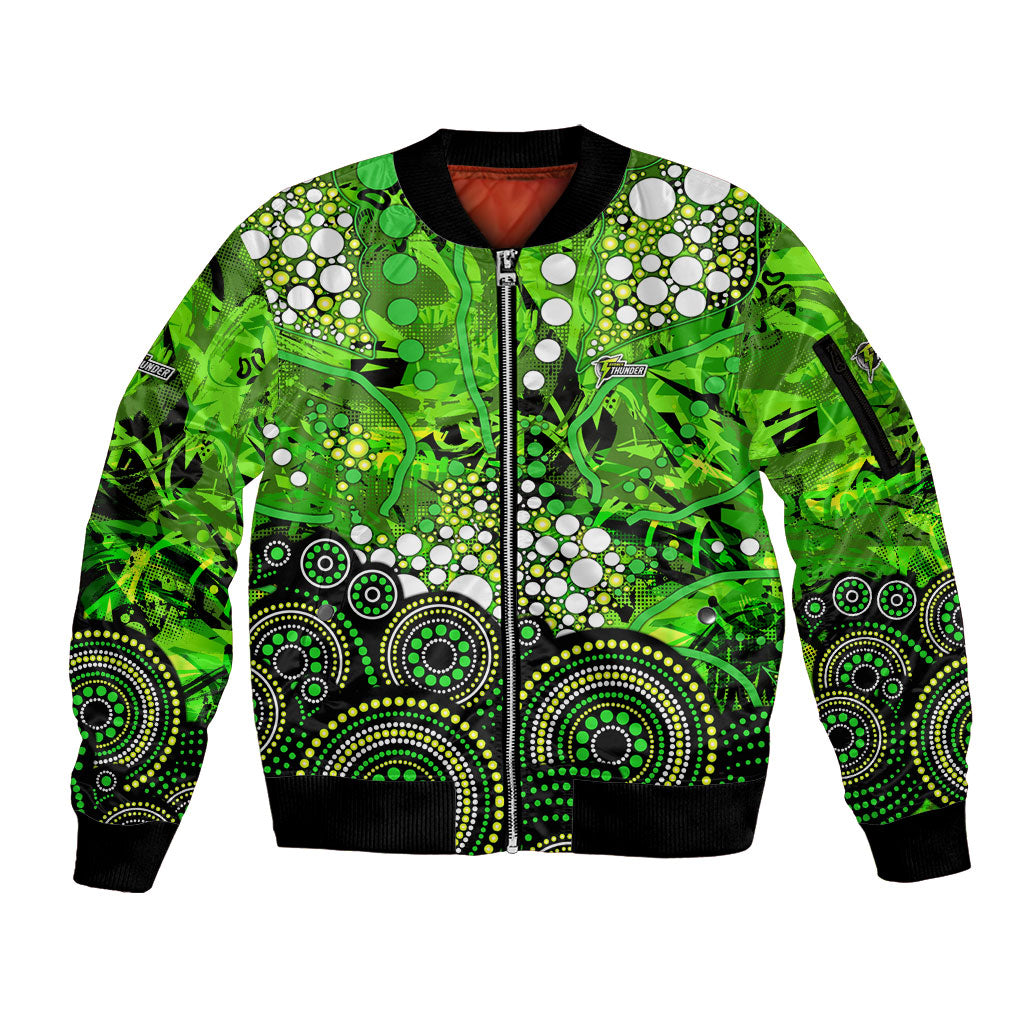 Sydney Thunder Sleeve Zip Bomber Jacket Graffiti Urban Aboriginal Dot Abstract Design