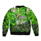 Sydney Thunder Sleeve Zip Bomber Jacket Graffiti Urban Aboriginal Dot Abstract Design