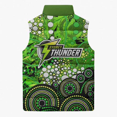 Sydney Thunder Sleeveless Puffer Jacket Graffiti Urban Aboriginal Dot Abstract Design