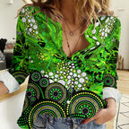 Sydney Thunder Women Casual Shirt Graffiti Urban Aboriginal Dot Abstract Design