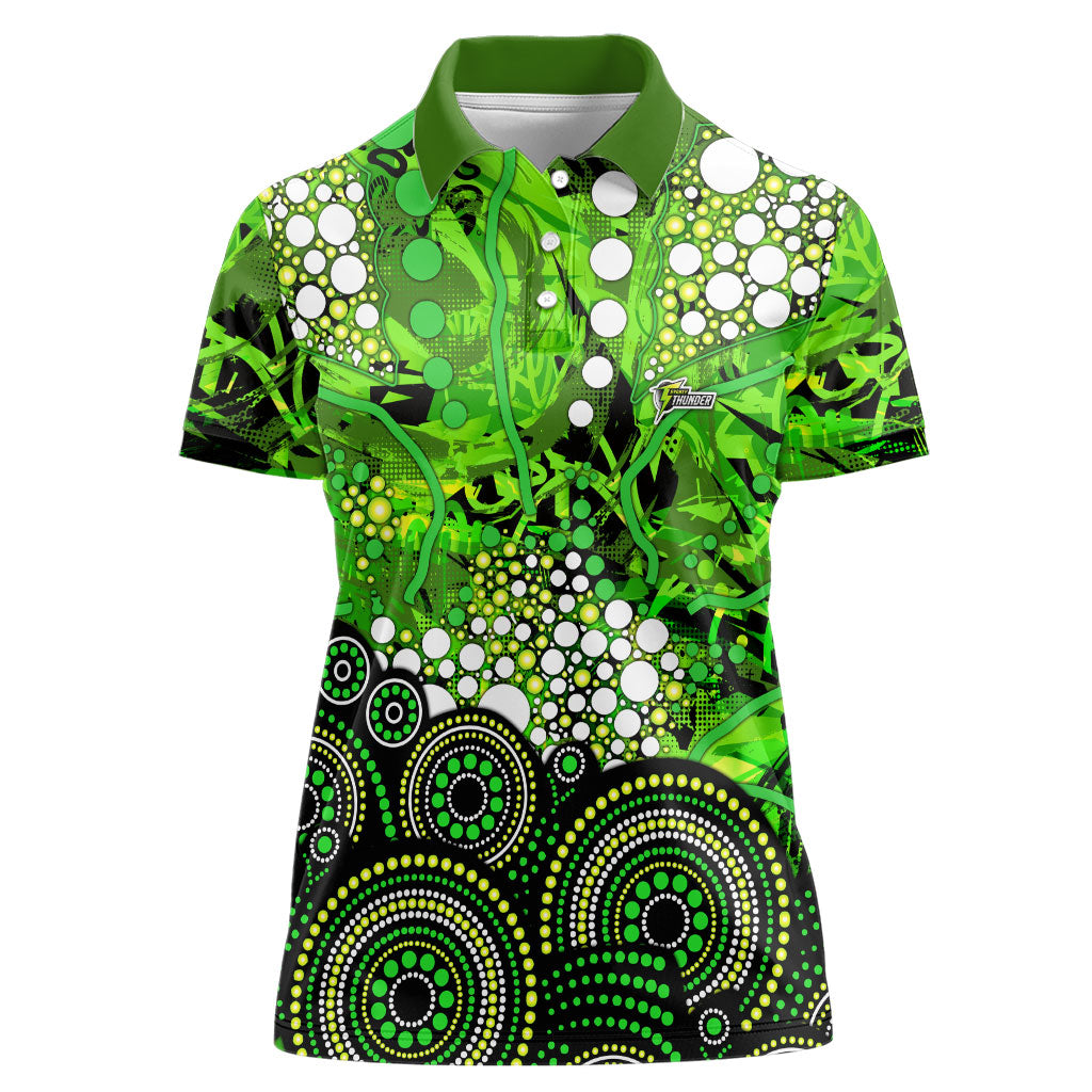 Sydney Thunder Women Polo Shirt Graffiti Urban Aboriginal Dot Abstract Design