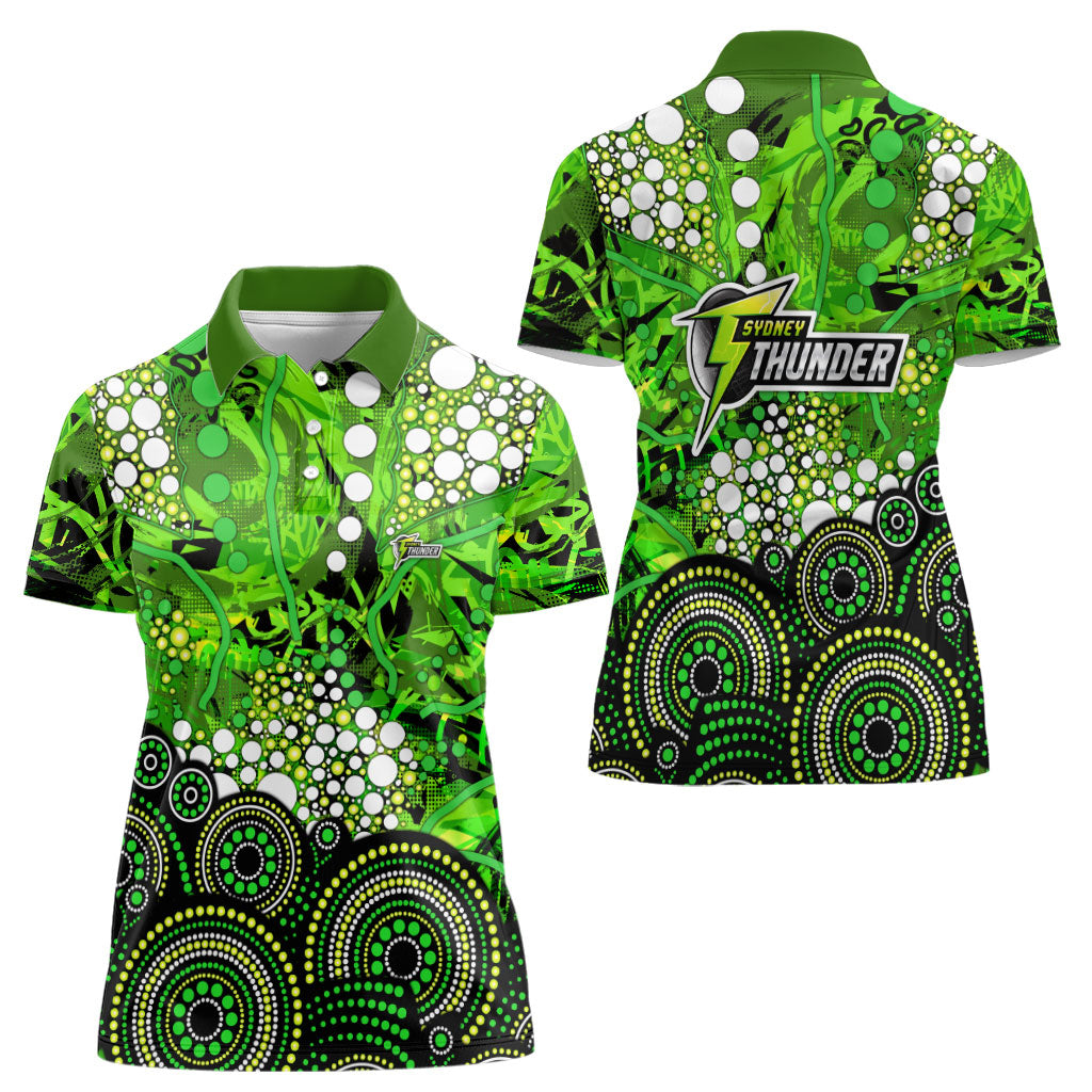Sydney Thunder Women Polo Shirt Graffiti Urban Aboriginal Dot Abstract Design