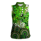Sydney Thunder Women Sleeveless Polo Shirt Graffiti Urban Aboriginal Dot Abstract Design
