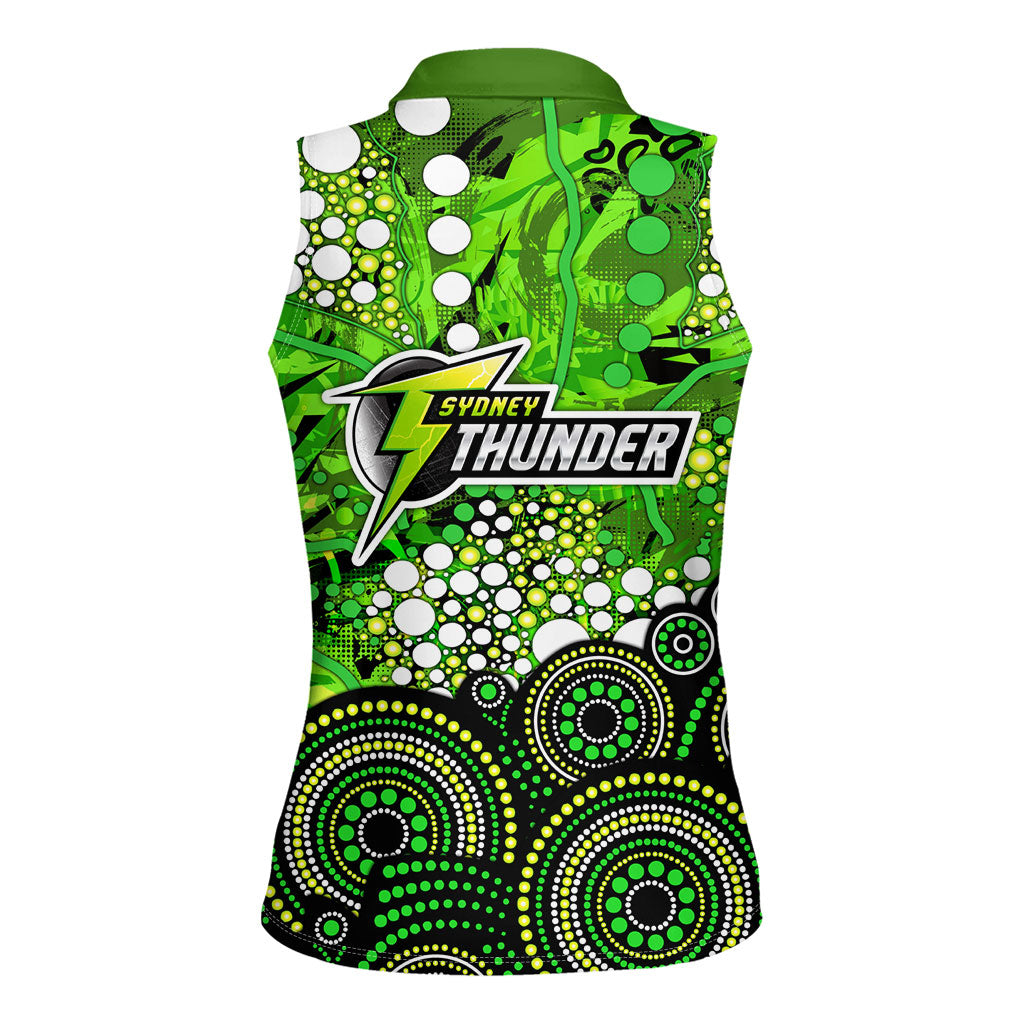 Sydney Thunder Women Sleeveless Polo Shirt Graffiti Urban Aboriginal Dot Abstract Design