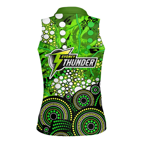 Sydney Thunder Women Sleeveless Polo Shirt Graffiti Urban Aboriginal Dot Abstract Design