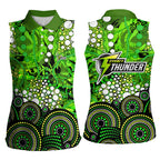 Sydney Thunder Women Sleeveless Polo Shirt Graffiti Urban Aboriginal Dot Abstract Design