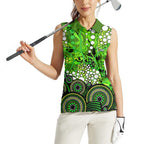 Sydney Thunder Women Sleeveless Polo Shirt Graffiti Urban Aboriginal Dot Abstract Design