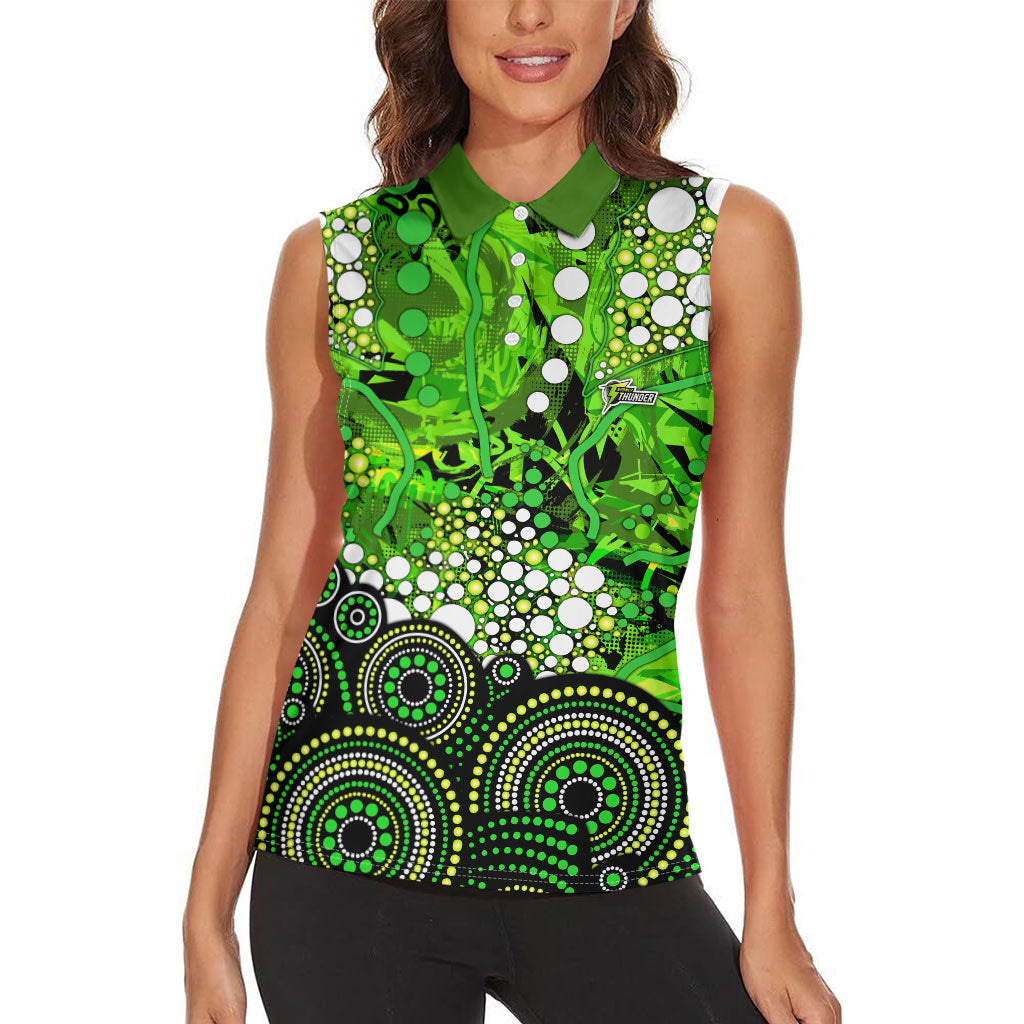 Sydney Thunder Women Sleeveless Polo Shirt Graffiti Urban Aboriginal Dot Abstract Design