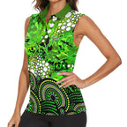 Sydney Thunder Women Sleeveless Polo Shirt Graffiti Urban Aboriginal Dot Abstract Design