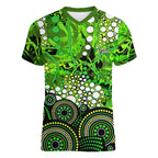 Sydney Thunder Women V-Neck T-Shirt Graffiti Urban Aboriginal Dot Abstract Design