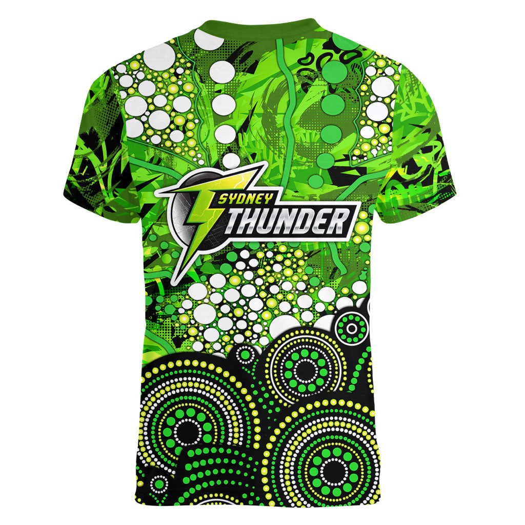 Sydney Thunder Women V-Neck T-Shirt Graffiti Urban Aboriginal Dot Abstract Design