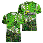 Sydney Thunder Women V-Neck T-Shirt Graffiti Urban Aboriginal Dot Abstract Design
