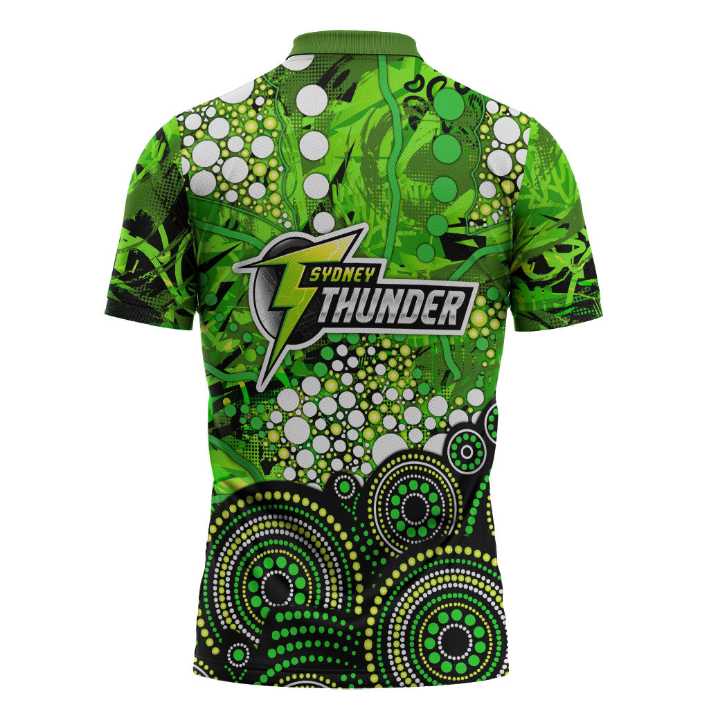 Sydney Thunder Zipper Polo Shirt Graffiti Urban Aboriginal Dot Abstract Design