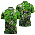 Sydney Thunder Zipper Polo Shirt Graffiti Urban Aboriginal Dot Abstract Design