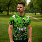Sydney Thunder Zipper Polo Shirt Graffiti Urban Aboriginal Dot Abstract Design