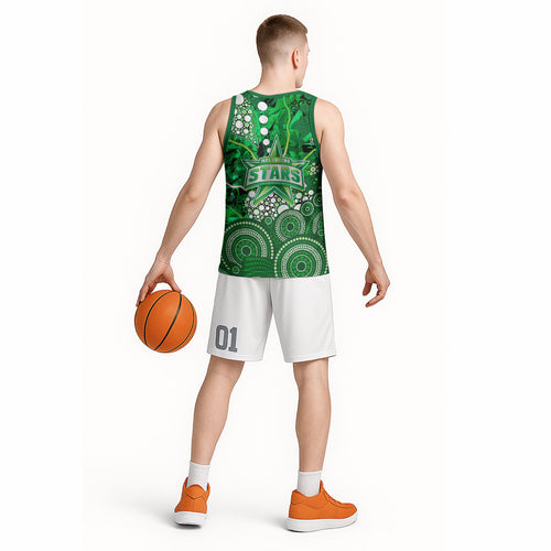 Melbourne Stars Basketball Jersey Graffiti Urban Aboriginal Dot Abstract Design