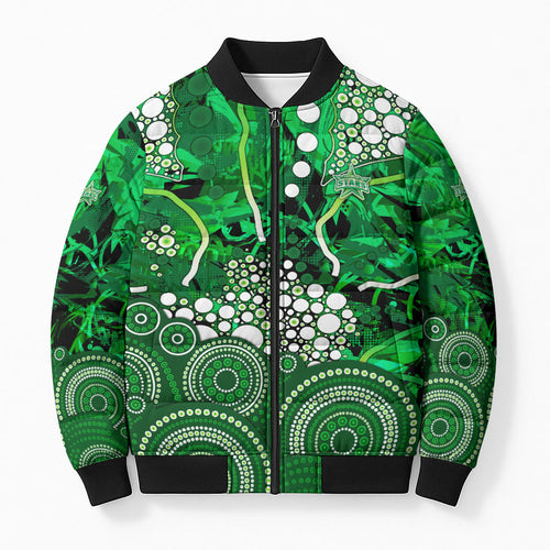 Melbourne Stars Bomber Puffer Jacket Graffiti Urban Aboriginal Dot Abstract Design