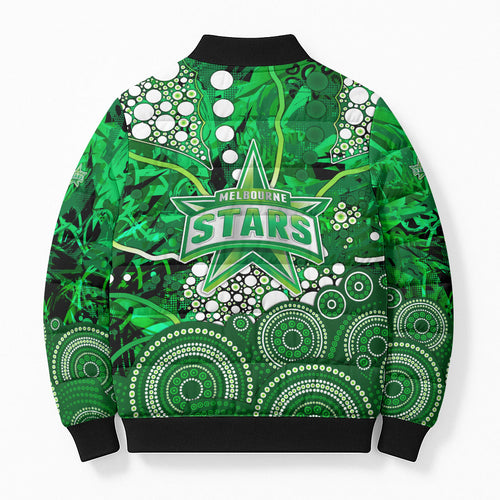 Melbourne Stars Bomber Puffer Jacket Graffiti Urban Aboriginal Dot Abstract Design