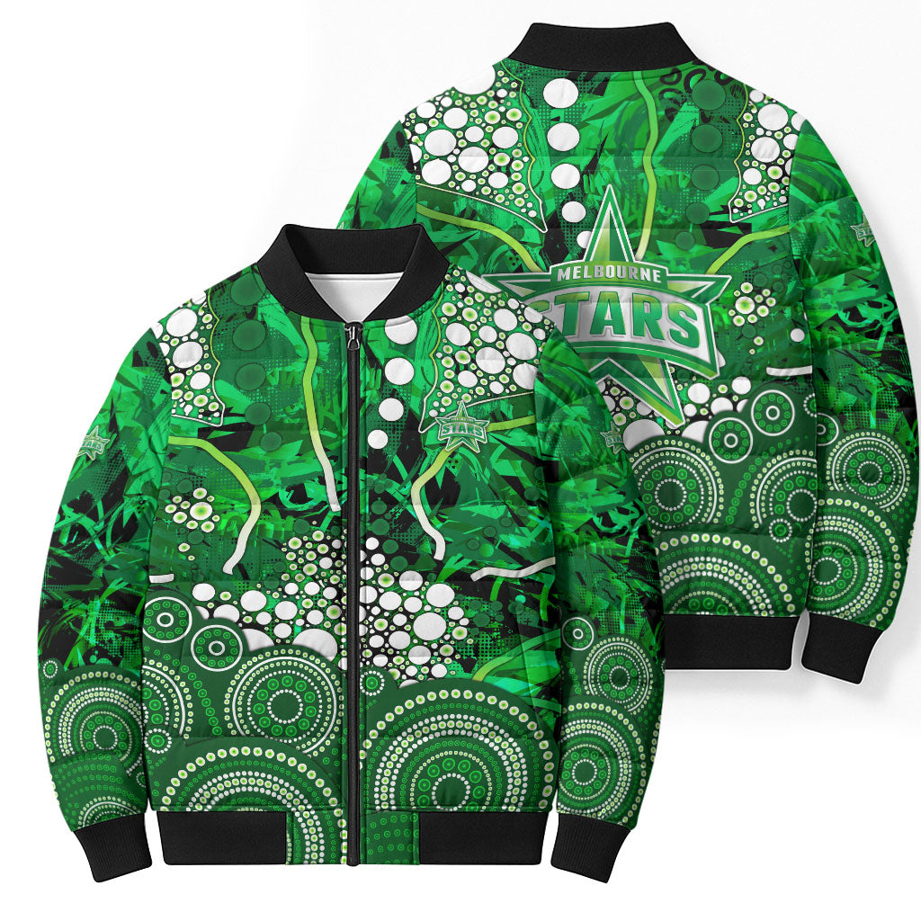Melbourne Stars Bomber Puffer Jacket Graffiti Urban Aboriginal Dot Abstract Design